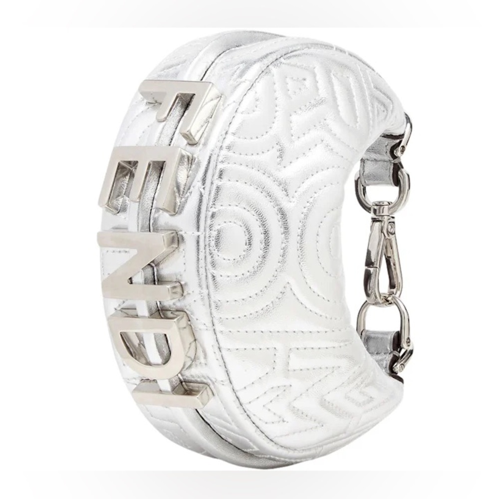 Fendi by Marc Jacobs Nano Fendigraphy Silver-Colored Nappa Leather, Like New!